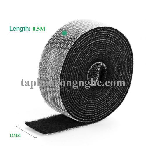 Ugreen 60483 0.5M cỡ 15mm băng dán Velcro màu đen ngang 1.5cm LP124 30060483